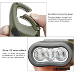 torche rechargeable solaire manivelle vert olive texture antidérapante boucle montagne trois leds