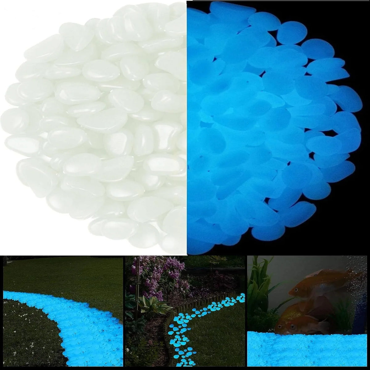pierres fluorescentes lumineuses extérieures modernes bleu vert orange jaune semi translucides 50pc 100pc 200pc