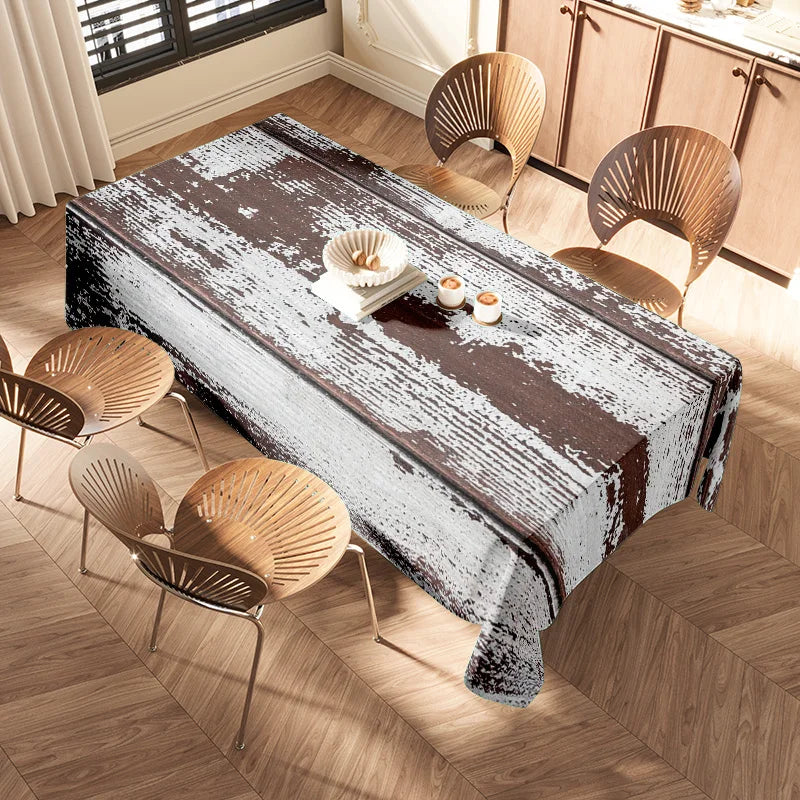 nappe rustique imitation bois vieilli rectangle marron blanc gris extérieur intérieur mariage fête