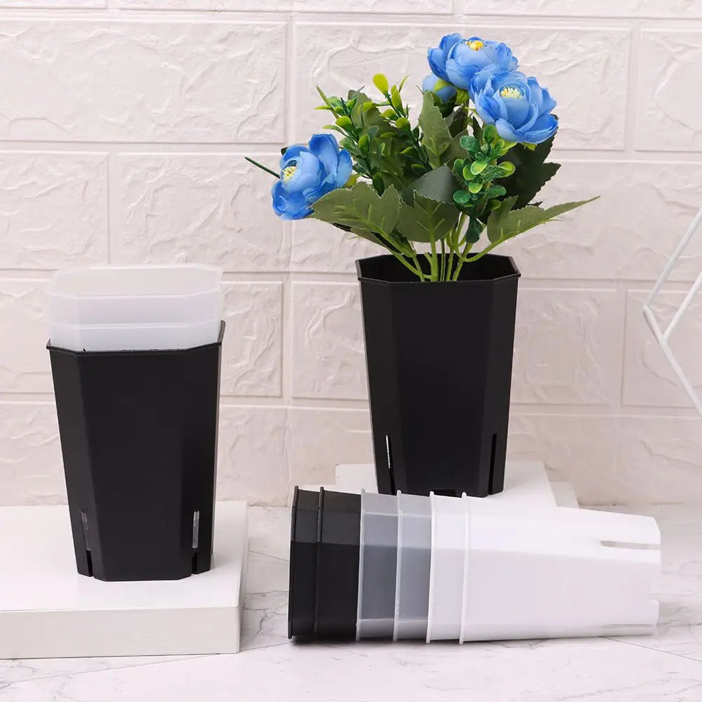 pots fleurs modernes blanc noir transparent ouverture jardinage plantes pot