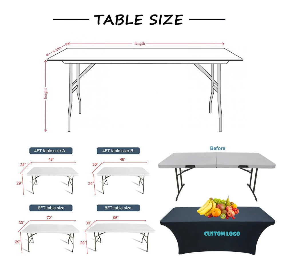 housses table pliante noires modernes imperméables polyester 4ft 6ft 8ft