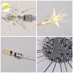lampe chrome doré moderne étoiles lumineuses transparentes scintillantes led fixations