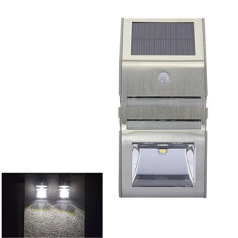 lampe solaire argentée détecteur mouvement led moderne extérieure étanche ip65 adhésif jardin contemporaine