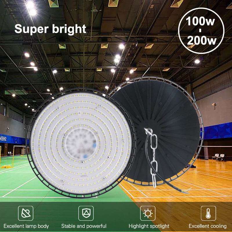 lampe led industrielle moderne 200w 150w 100w aluminium noir suspension chaines