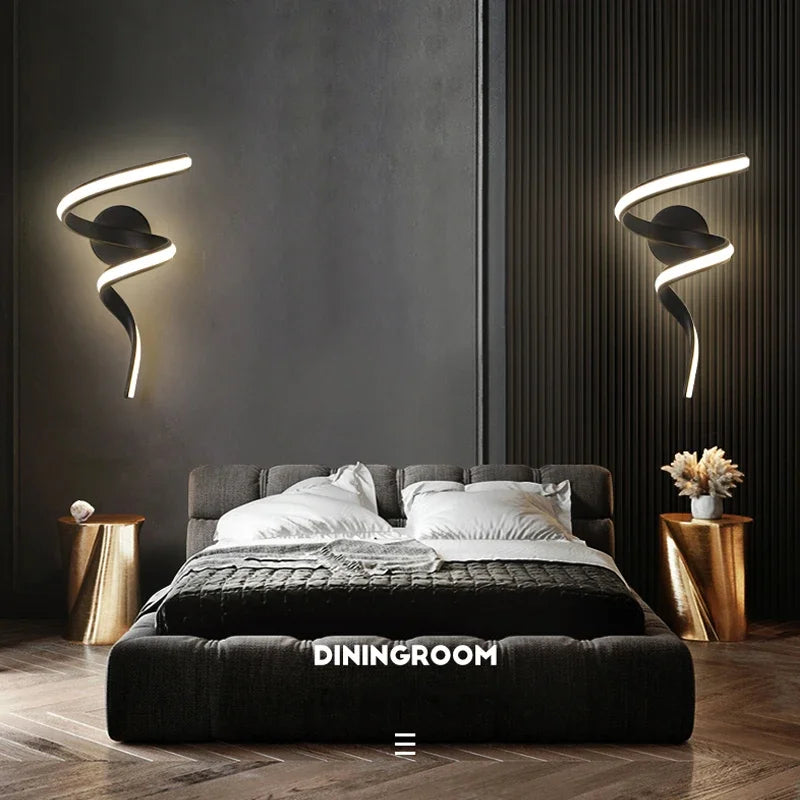 lampe murale moderne spirale blanc adhésif éclairage quotidien led rechargeable flux lumineux
