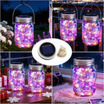 lumière solaire bocal forme luciole 18 led ip65 vintage rustique fil cuivre torsadé transparent
