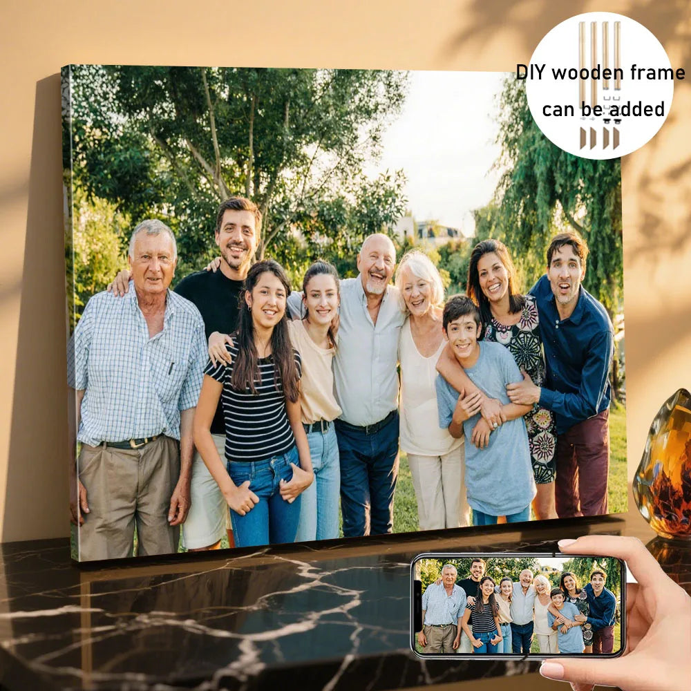cadre mural bois toile photo personnalisée décoration intérieure moderne minimaliste cadeau unique