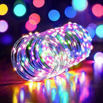 guirlande lumineuse solaire flexible 100 led multicolore ip65 imperméableextérieur jardin decoration festive