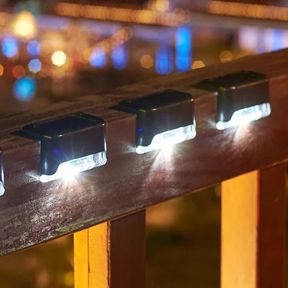 lampe solaire extérieure led escalier jardin cour marche clôture étanche autocollante moderne