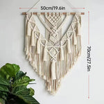 suspension décorative macramé franges boho chic beige clair crochets moderne