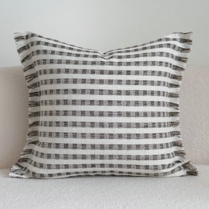 housse coussin carrée nordique carreaux gris blanc moderne adhésif polyester coton décoration intérieure voiture