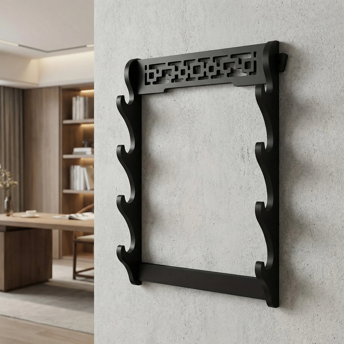 présentoir mural bois ajouré étagère noire moderne étages 10 crochets