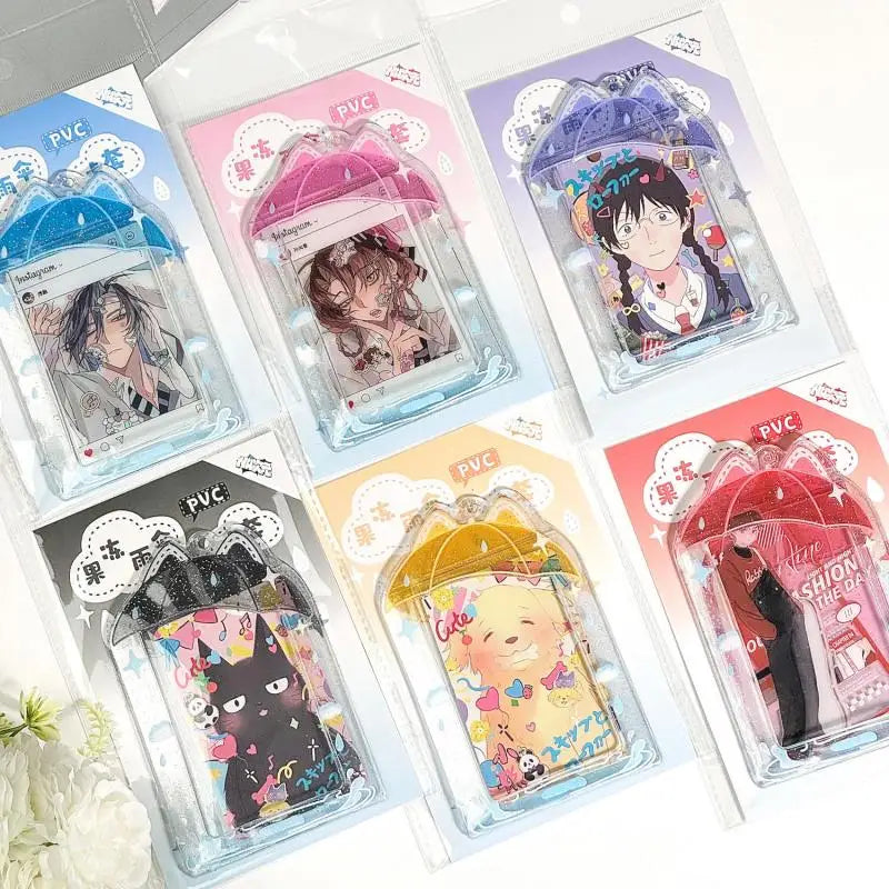 porte cartes transparent kawaii motifs animés couleurs vives chaines mignon personnages variés