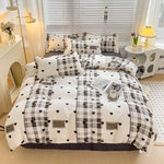 ensemble literie enfantin lapins coeurs rose blanc adorable housse couette taies oreillers drap carreaux