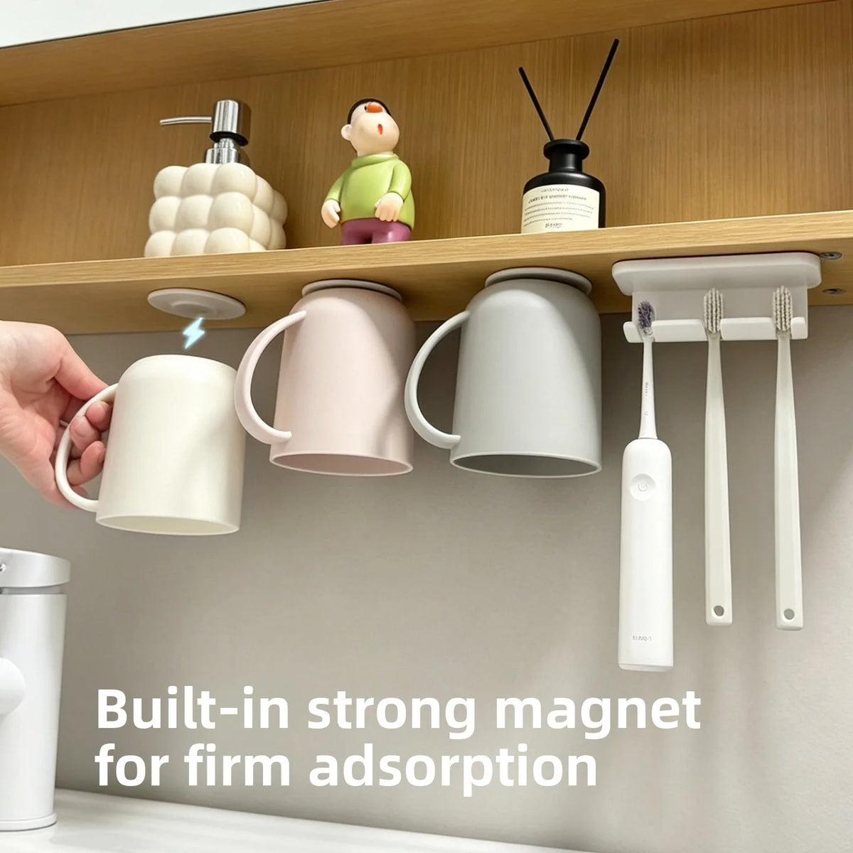tasses aimantées modernes blanc gris sans perçage support rangement chambre