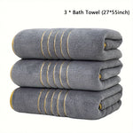 serviettes bain blanches grises bleu marine rayures dorées absorbantes maison bain moderne 70x140cm