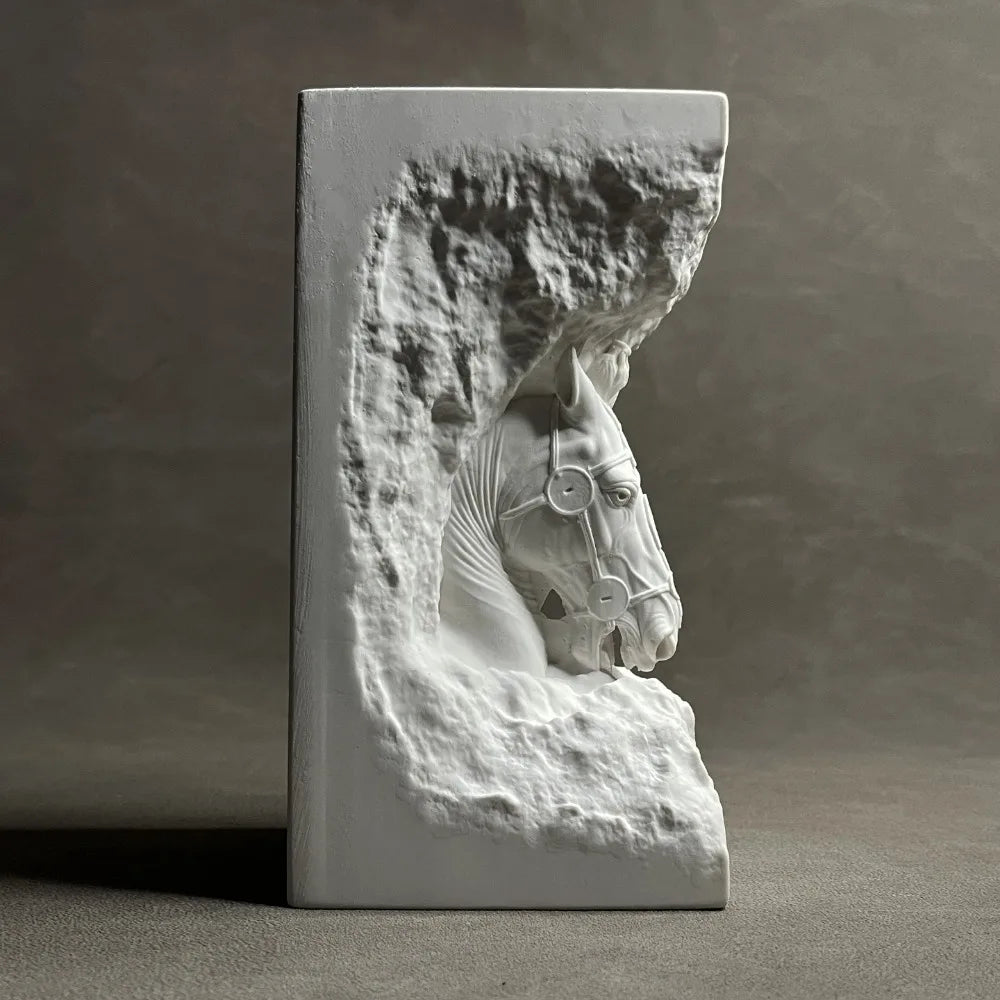 statue cheval blanc relief classique décoration intérieure esthétique blanche maison moderne nouvelle chambre salon