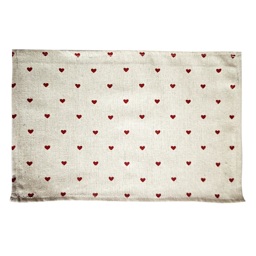 serviettes polyester coton rouge bleu marine vert beige coeurs points classique