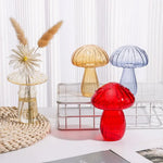 vase champignon transparent moderne bleu doré vert clair vert brun rouge jaune