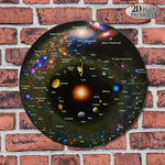 décoration murale système solaire voie lactée planètes étoiles rond métal 2d flat français anglais