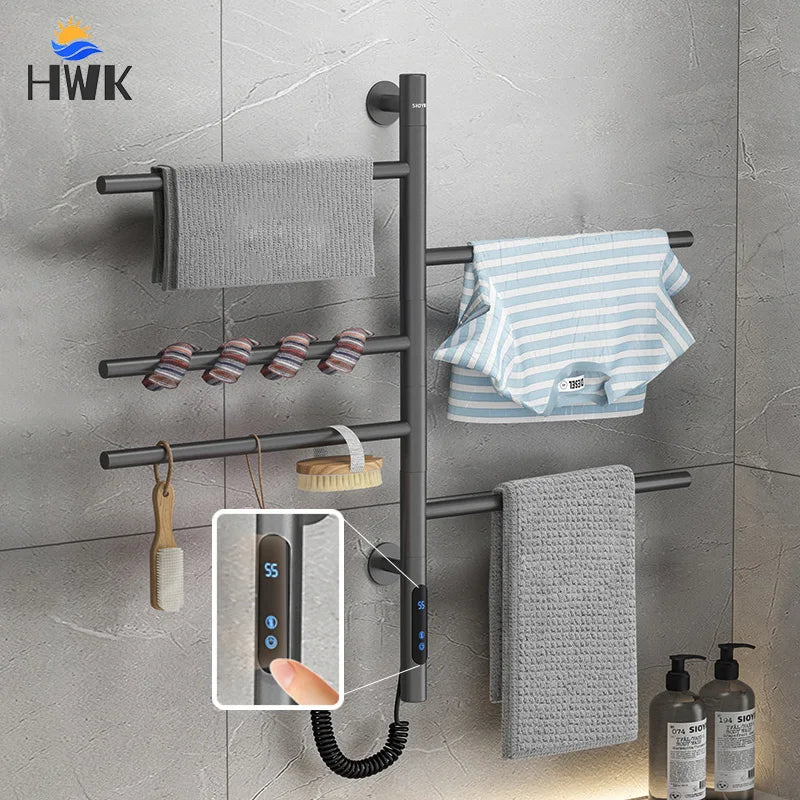 porte serviettes électrique acier inoxydable gris moderne fixation murale interrupteur tactile serviettes 82cm hauteur