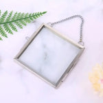 cadres photo suspendus vintage métallique doré argenté vitre transparente suspension chaîne anneaux