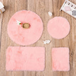 tapis peluche douce moderne rose blanc 11cm 18cm 18.5cm 8cm accessoire poupée maison jouet