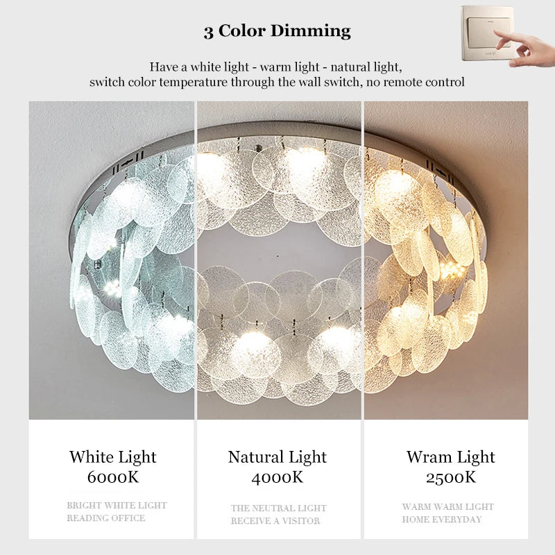 plafonnier led cristal verre moderne blanc doré 80cm chambre salon