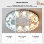 plafonnier led cristal verre moderne blanc doré 80cm chambre salon