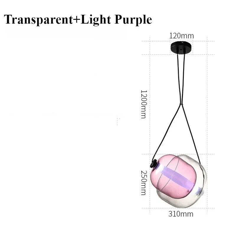 lustre suspendu moderne transparent ampoules led colorées chambre salonhôtel