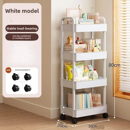 chariot roulettes rangement quatre étages blanc noir moderne cuisine chambre organisateur mobile