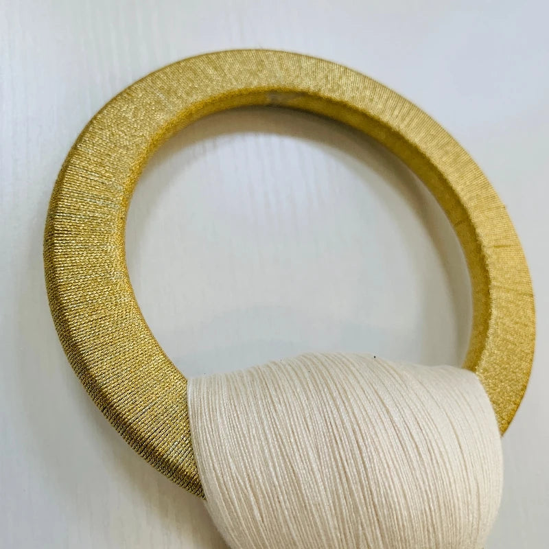 décoration murale moderne pompons macramé noir doré gris blanc rayures horizontalesSizeMode: 50cm longueur 14cm