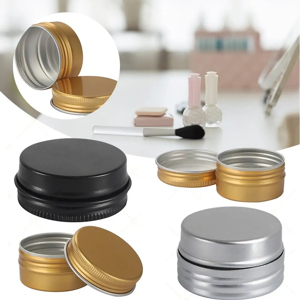 pots aluminium hermétiques rechargeables crème baume cosmétique moderne noir doré rose gris mat