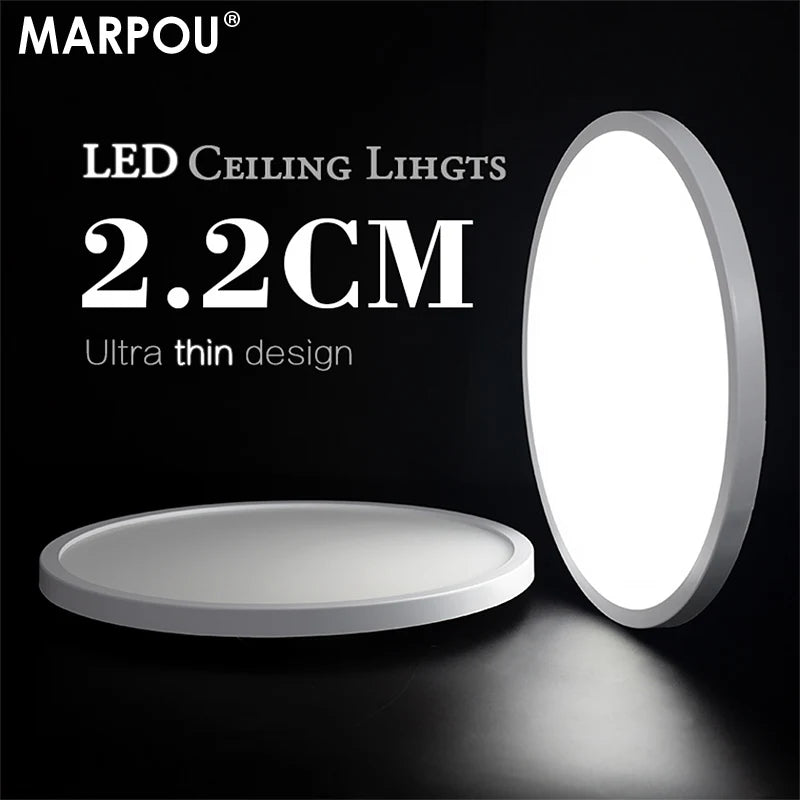 plafonnier led moderne ultra fin blanc facile flux lumineux élevé minimaliste vis fixation