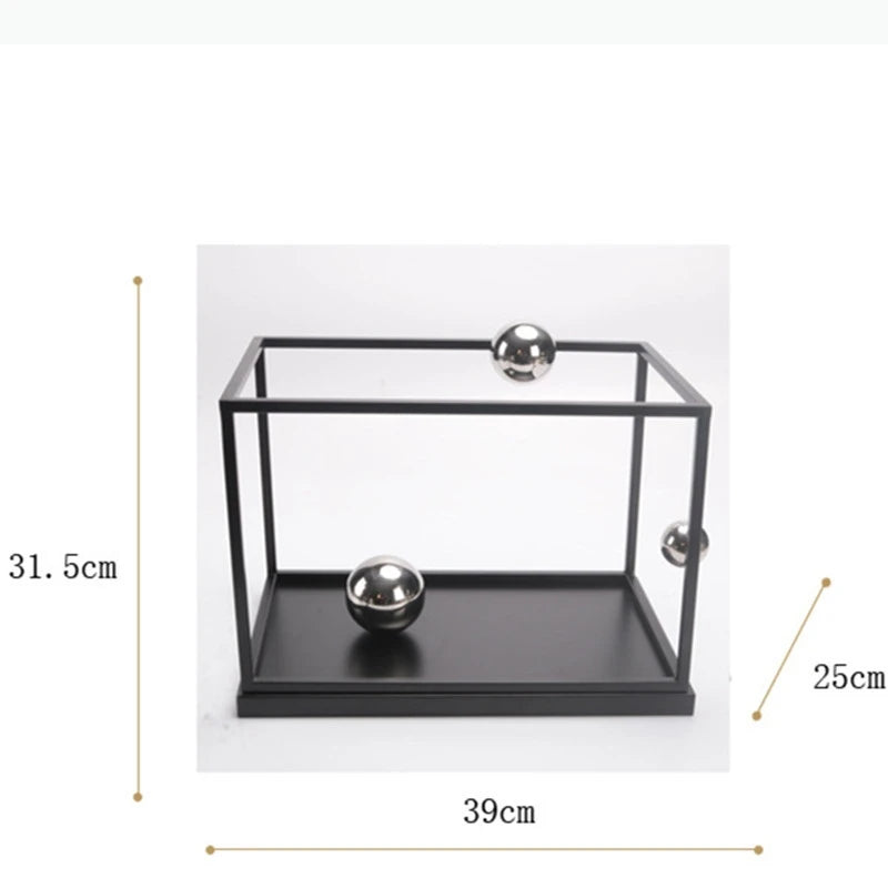 cage billes newton transparente moderne 39cm 31.5cm 25cm billes métalliques