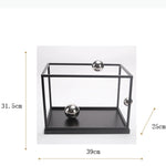 cage billes newton transparente moderne 39cm 31.5cm 25cm billes métalliques