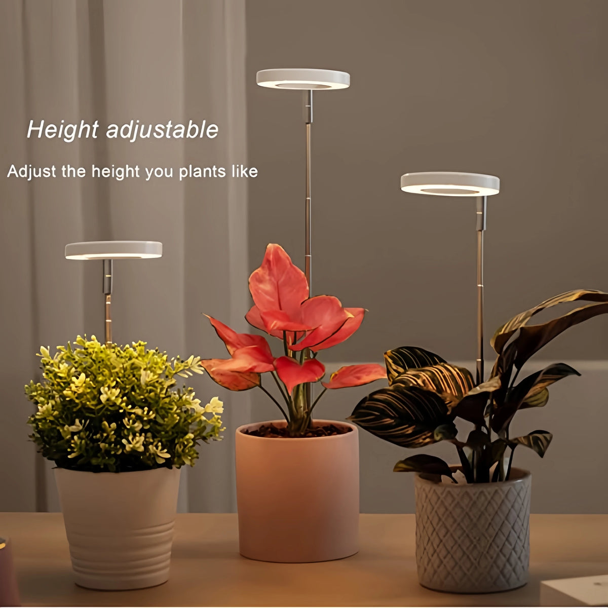 lampe led croissance plante hauteur réglable blanc noir moderne télécommande USB