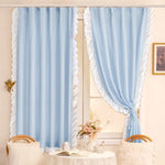 rideaux vintage rose clair bleu clair beige translucides ruches blanches maison