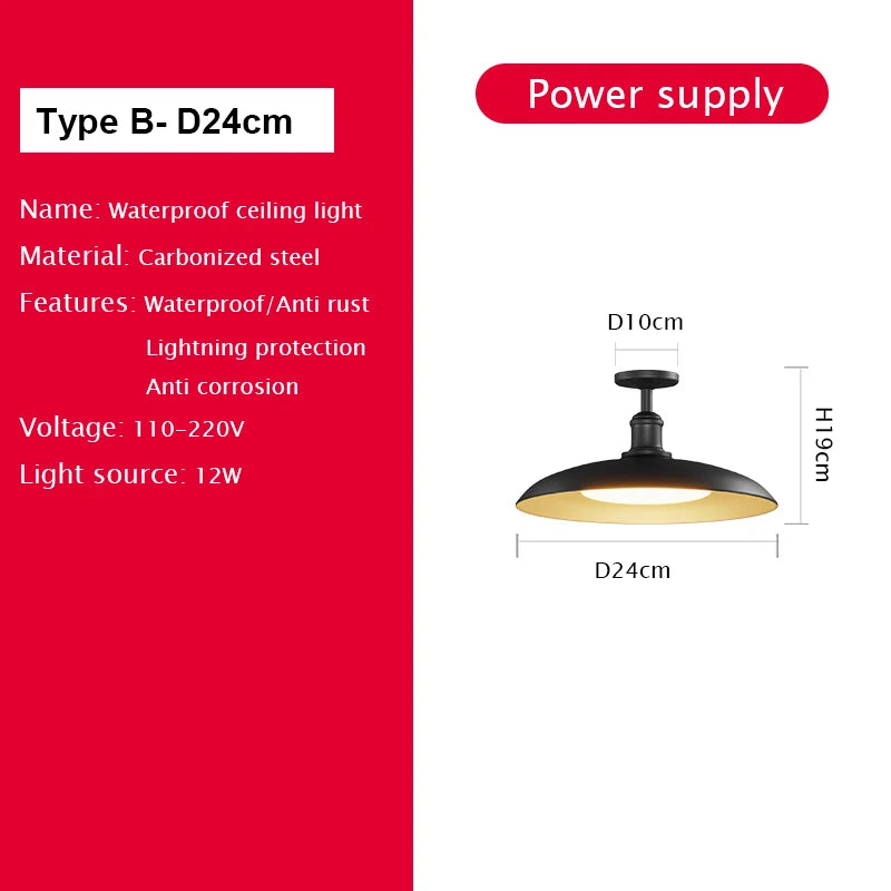 lampe moderne noire acier inoxydable suspension intérieure extérieure 24v led 29cm 34cm