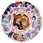 sticker anime personnages illustration manga violet noir blanc rose vert bleu rouge beige 10pcs