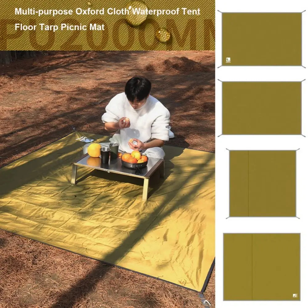 tapis sol imperméable tente vert olive uni pratique outdoor clips fixation 140x210cm 180x210cm 210x240cm