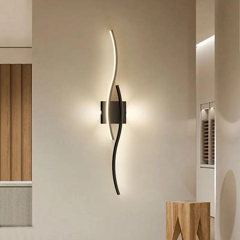 applique murale led moderne or blanc noir ondulé éclairage quotidien chambre salon entrée étude