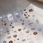 autocollants kawaii ours coeurs flocons motifs floraux mignon manucure décoration diy opaques