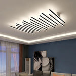 plafonnier moderne acrylique led noir blanc rayures horizontales semi encastrée télécommande lumière chambre salon