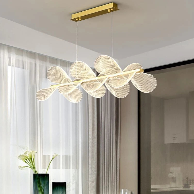 suspension lumineuse moderne acrylique blanc doré fine maille salon chambrehôtel