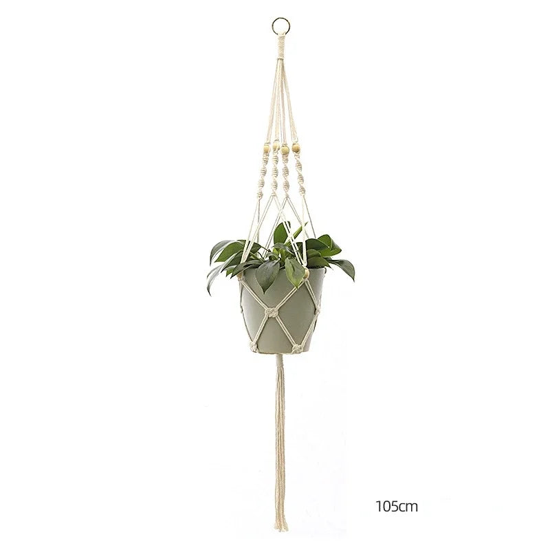 support plante suspendue macramé blanc cassé boho pot fleurs décoration balcon intérieur jardin
