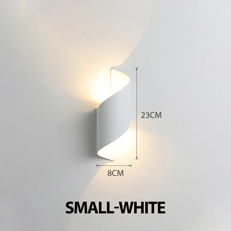 lampe murale led moderne étanche ip65 6w 10w noir doré ondulé contemporain