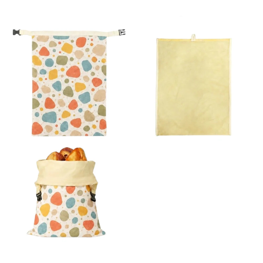 sac rangement multi usages tissu motifs floraux moderne beige jaune vert blanc boucle zip