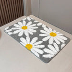 tapis sol moderne fleurs blanches absorbant eau non glissant intérieur maison coton doux