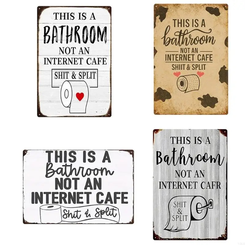 plaque décorative vintage humour texte grunge coeurs toilette blanc brun rouge